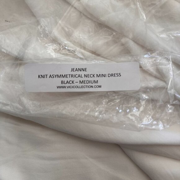 Endless Rose Jeanne Knit Asymmetrical Neck Long Sleeve Black Mini Dress Sz M - Picture 12 of 12